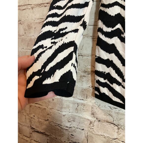 Fontana Top Womens Large Santana Knit Zebra Animal Print Layered Front Zip - Picture 2 of 14